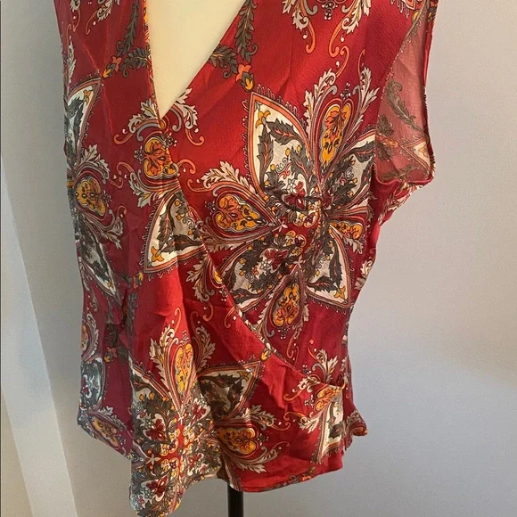 100% pure silk wrap top by Talbots size 16 sleeveless - Picture 2 of 8